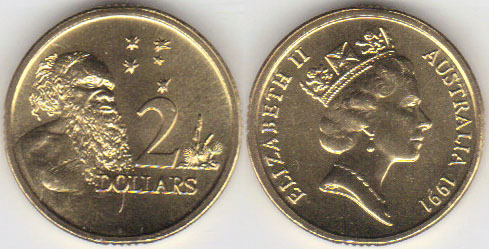 1991 Australia $2 (Aboriginal) Mint Set only chUnc A002710